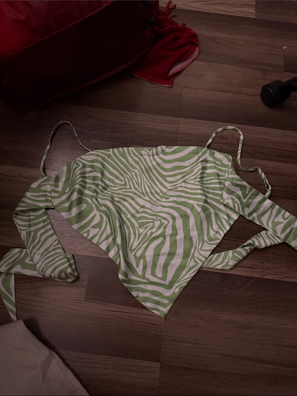 Princess Polly Green Zebra-Print Tie-Back Tank Top
